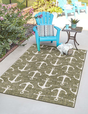 Green 10' x 14' 1 Outdoor Coastal Rectangle Area Rug Weather Resistant for Patio, Deck, Terrace, Balcony, Porch 100% Polypropylene Coastal Decor Carpet for Sale at Rug Engine