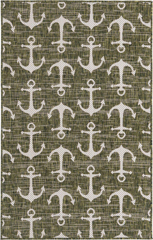 Green 3' 1 x 5' 3 Outdoor Coastal Rectangle Area Rug Weather Resistant for Patio, Deck, Terrace, Balcony, Porch 100% Polypropylene Coastal Decor Carpet for Sale at Rug Engine