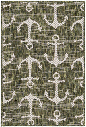 Green 2' x 3' 1 Outdoor Coastal Rectangle Area Rug Weather Resistant for Patio, Deck, Terrace, Balcony, Porch 100% Polypropylene Coastal Decor Carpet for Sale at Rug Engine
