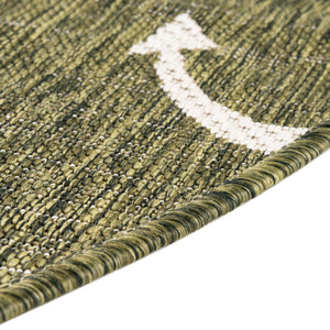Green 3' 1 x 3' 1 Outdoor Coastal Round Area Rug Weather Resistant for Patio, Deck, Terrace, Balcony, Porch 100% Polypropylene Coastal Decor Carpet for Sale at Rug Engine