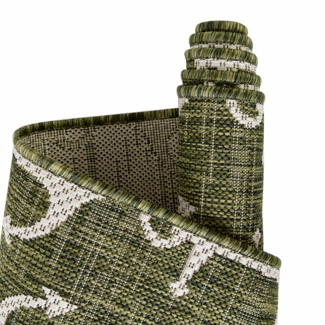Green 3' 1 x 3' 1 Outdoor Coastal Round Area Rug Weather Resistant for Patio, Deck, Terrace, Balcony, Porch 100% Polypropylene Coastal Decor Carpet for Sale at Rug Engine