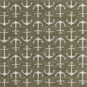 Green 10' x 10' Outdoor Coastal Square Area Rug Weather Resistant for Patio, Deck, Terrace, Balcony, Porch 100% Polypropylene Coastal Decor Carpet for Sale at Rug Engine