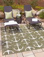 Green 7' 10 x 7' 10 Outdoor Coastal Square Area Rug Weather Resistant for Patio, Deck, Terrace, Balcony, Porch 100% Polypropylene Coastal Decor Carpet for Sale at Rug Engine