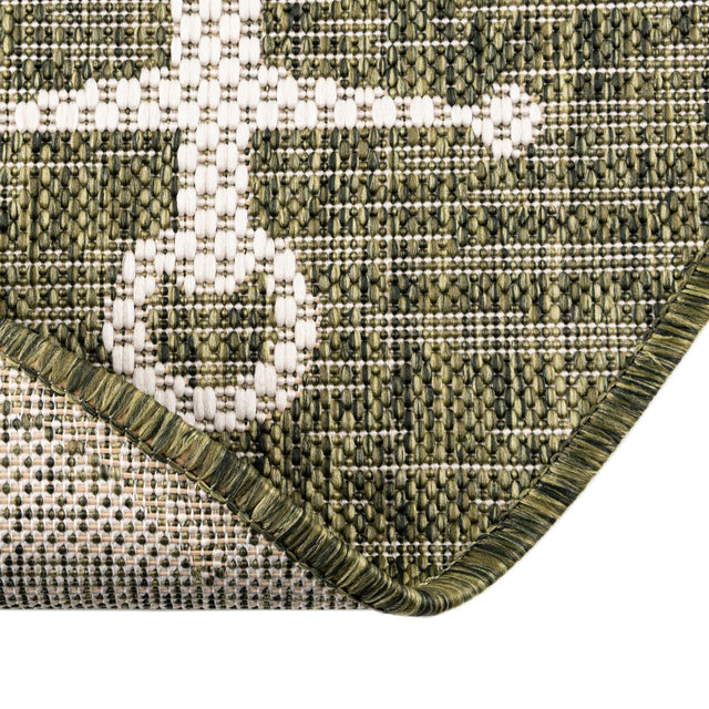 Green 7' 10 x 10' Outdoor Coastal Oval Area Rug Weather Resistant for Patio, Deck, Terrace, Balcony, Porch 100% Polypropylene Coastal Decor Carpet for Sale at Rug Engine