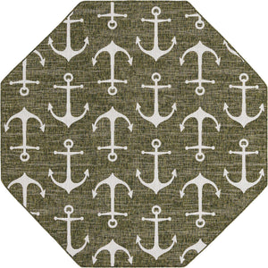 Green 7' 10 x 7' 10 Outdoor Coastal Octagon Area Rug Weather Resistant for Patio, Deck, Terrace, Balcony, Porch 100% Polypropylene Coastal Decor Carpet for Sale at Rug Engine