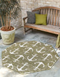 Green 5' 3 x 5' 3 Outdoor Coastal Octagon Area Rug Weather Resistant for Patio, Deck, Terrace, Balcony, Porch 100% Polypropylene Coastal Decor Carpet for Sale at Rug Engine
