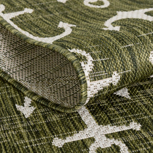 Green 5' 3 x 5' 3 Outdoor Coastal Octagon Area Rug Weather Resistant for Patio, Deck, Terrace, Balcony, Porch 100% Polypropylene Coastal Decor Carpet for Sale at Rug Engine