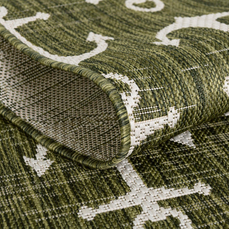 Green 5' 3 x 5' 3 Outdoor Coastal Octagon Area Rug Weather Resistant for Patio, Deck, Terrace, Balcony, Porch 100% Polypropylene Coastal Decor Carpet for Sale at Rug Engine