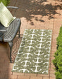 Green 2' x 6' 1 Outdoor Coastal Runner Area Rug Weather Resistant for Patio, Deck, Terrace, Balcony, Porch 100% Polypropylene Coastal Decor Carpet for Sale at Rug Engine