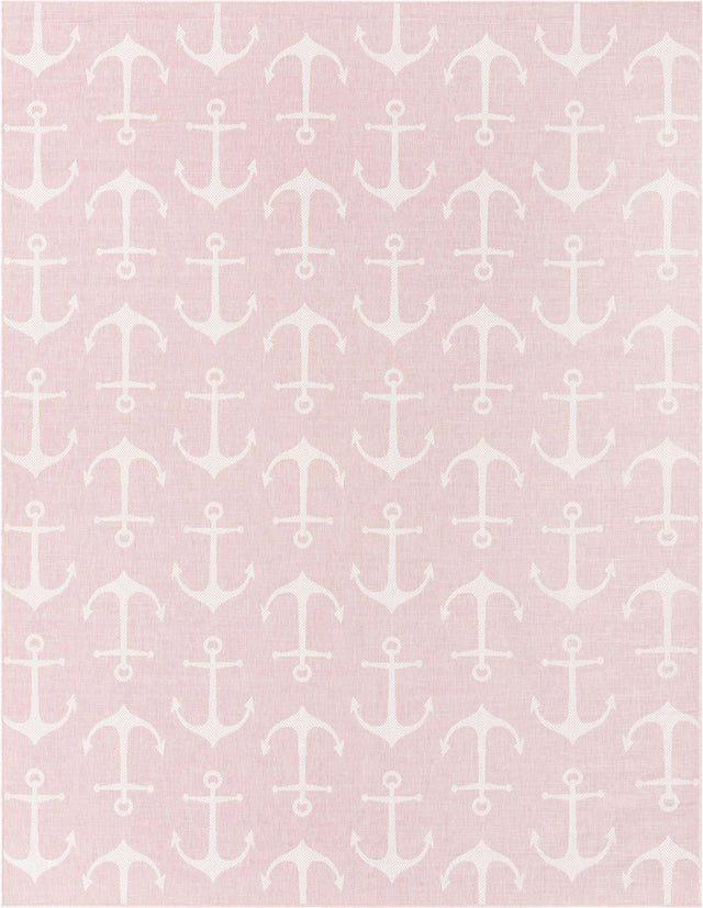 Pink 10' x 13' 1 Outdoor Coastal Rectangle Area Rug Weather Resistant for Patio, Deck, Terrace, Balcony, Porch 100% Polypropylene Coastal Decor Carpet for Sale at Rug Engine