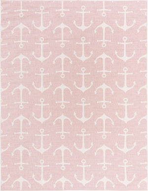 Pink 9' x 12' Outdoor Coastal Rectangle Area Rug Weather Resistant for Patio, Deck, Terrace, Balcony, Porch 100% Polypropylene Coastal Decor Carpet for Sale at Rug Engine