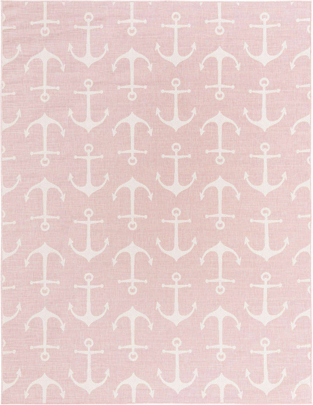 Pink 9' x 12' Outdoor Coastal Rectangle Area Rug Weather Resistant for Patio, Deck, Terrace, Balcony, Porch 100% Polypropylene Coastal Decor Carpet for Sale at Rug Engine