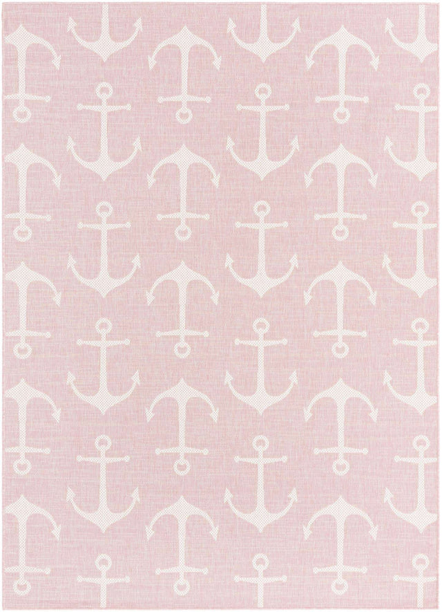 Pink 7' 1 x 10' Outdoor Coastal Rectangle Area Rug Weather Resistant for Patio, Deck, Terrace, Balcony, Porch 100% Polypropylene Coastal Decor Carpet for Sale at Rug Engine