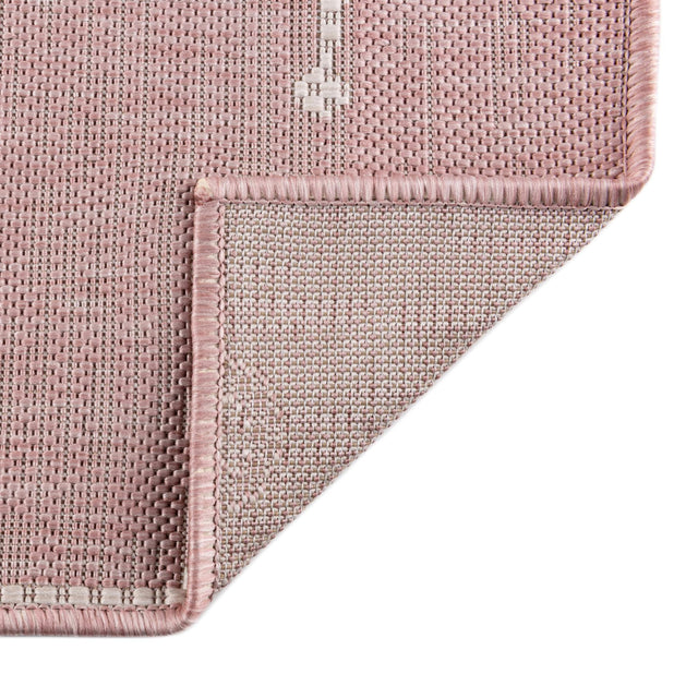Pink 7' 1 x 10' Outdoor Coastal Rectangle Area Rug Weather Resistant for Patio, Deck, Terrace, Balcony, Porch 100% Polypropylene Coastal Decor Carpet for Sale at Rug Engine