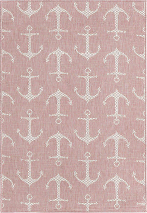 Pink 4' 1 x 6' 1 Outdoor Coastal Rectangle Area Rug Weather Resistant for Patio, Deck, Terrace, Balcony, Porch 100% Polypropylene Coastal Decor Carpet for Sale at Rug Engine
