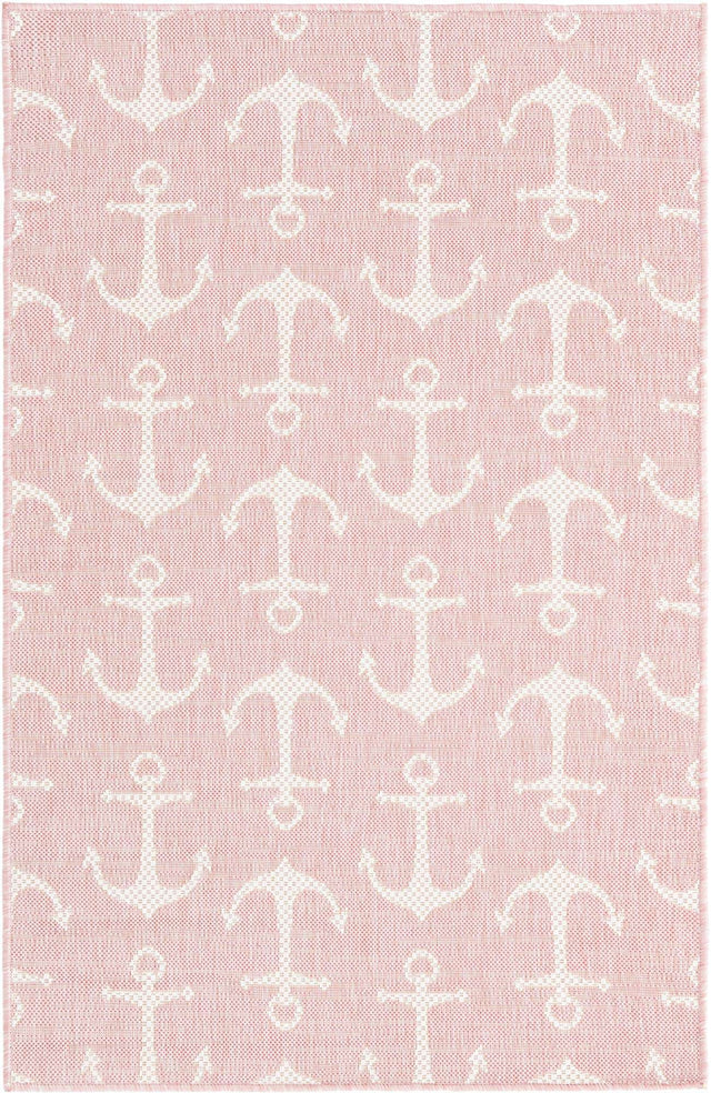 Pink 3' 1 x 5' 3 Outdoor Coastal Rectangle Area Rug Weather Resistant for Patio, Deck, Terrace, Balcony, Porch 100% Polypropylene Coastal Decor Carpet for Sale at Rug Engine