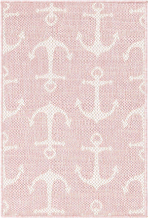 Pink 2' x 3' 1 Outdoor Coastal Rectangle Area Rug Weather Resistant for Patio, Deck, Terrace, Balcony, Porch 100% Polypropylene Coastal Decor Carpet for Sale at Rug Engine