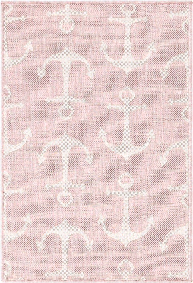 Pink 2' x 3' 1 Outdoor Coastal Rectangle Area Rug Weather Resistant for Patio, Deck, Terrace, Balcony, Porch 100% Polypropylene Coastal Decor Carpet for Sale at Rug Engine