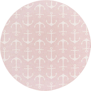 Pink 10' x 10' Outdoor Coastal Round Area Rug Weather Resistant for Patio, Deck, Terrace, Balcony, Porch 100% Polypropylene Coastal Decor Carpet for Sale at Rug Engine
