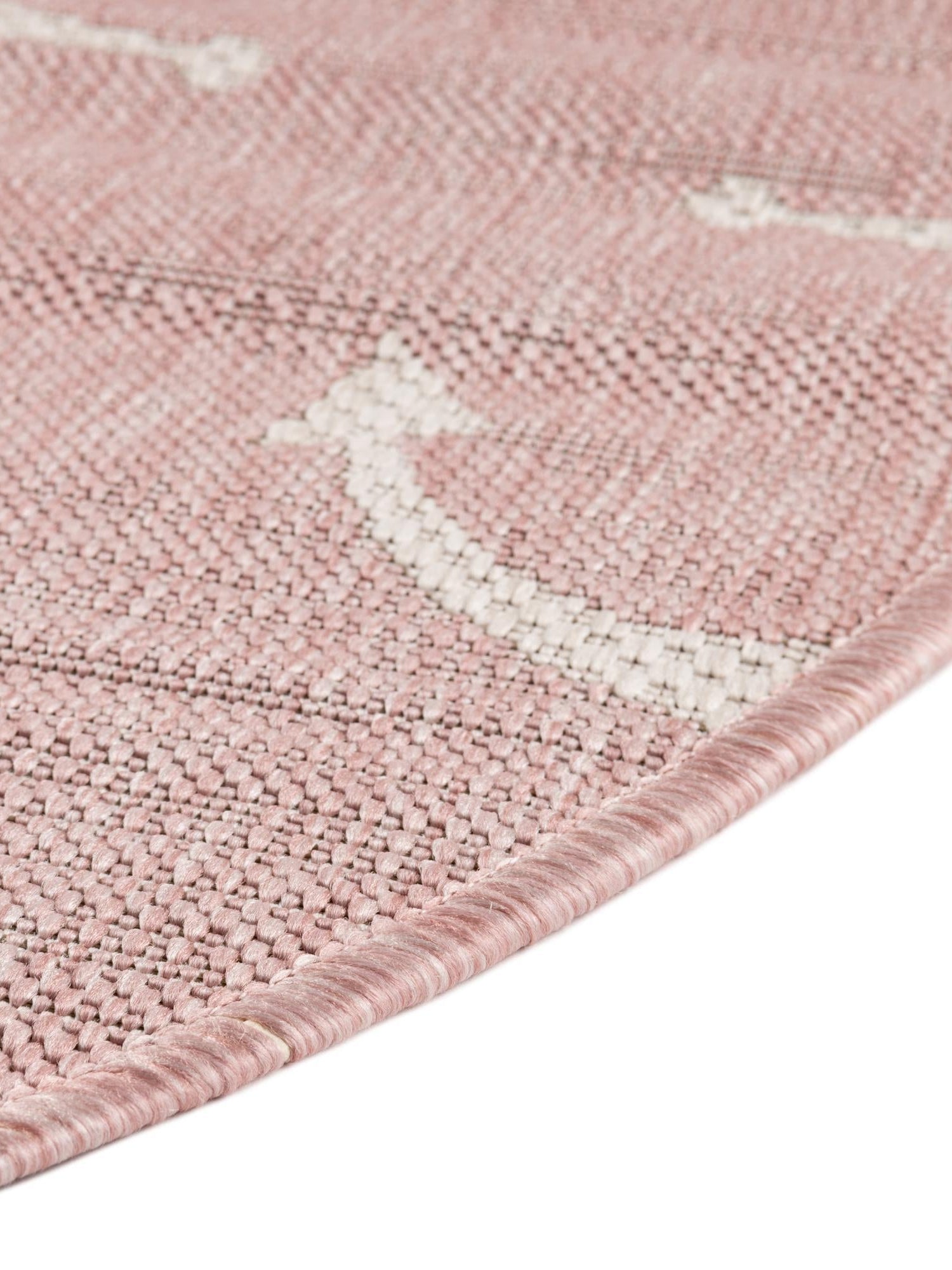 Pink 4' 1 x 4' 1 Outdoor Coastal Round Area Rug Weather Resistant for Patio, Deck, Terrace, Balcony, Porch 100% Polypropylene Coastal Decor Carpet for Sale at Rug Engine