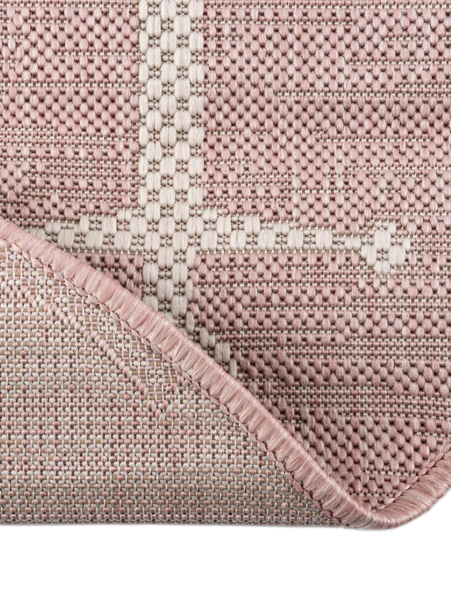 Pink 5' 3 x 5' 3 Outdoor Coastal Round Area Rug Weather Resistant for Patio, Deck, Terrace, Balcony, Porch 100% Polypropylene Coastal Decor Carpet for Sale at Rug Engine