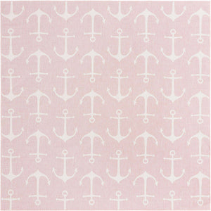 Pink 10' x 10' Outdoor Coastal Square Area Rug Weather Resistant for Patio, Deck, Terrace, Balcony, Porch 100% Polypropylene Coastal Decor Carpet for Sale at Rug Engine