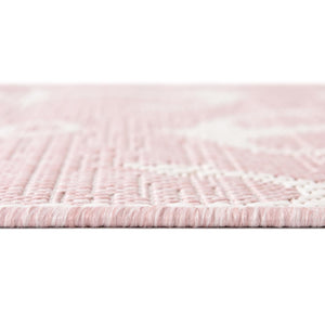 Pink 7' 10 x 7' 10 Outdoor Coastal Square Area Rug Weather Resistant for Patio, Deck, Terrace, Balcony, Porch 100% Polypropylene Coastal Decor Carpet for Sale at Rug Engine