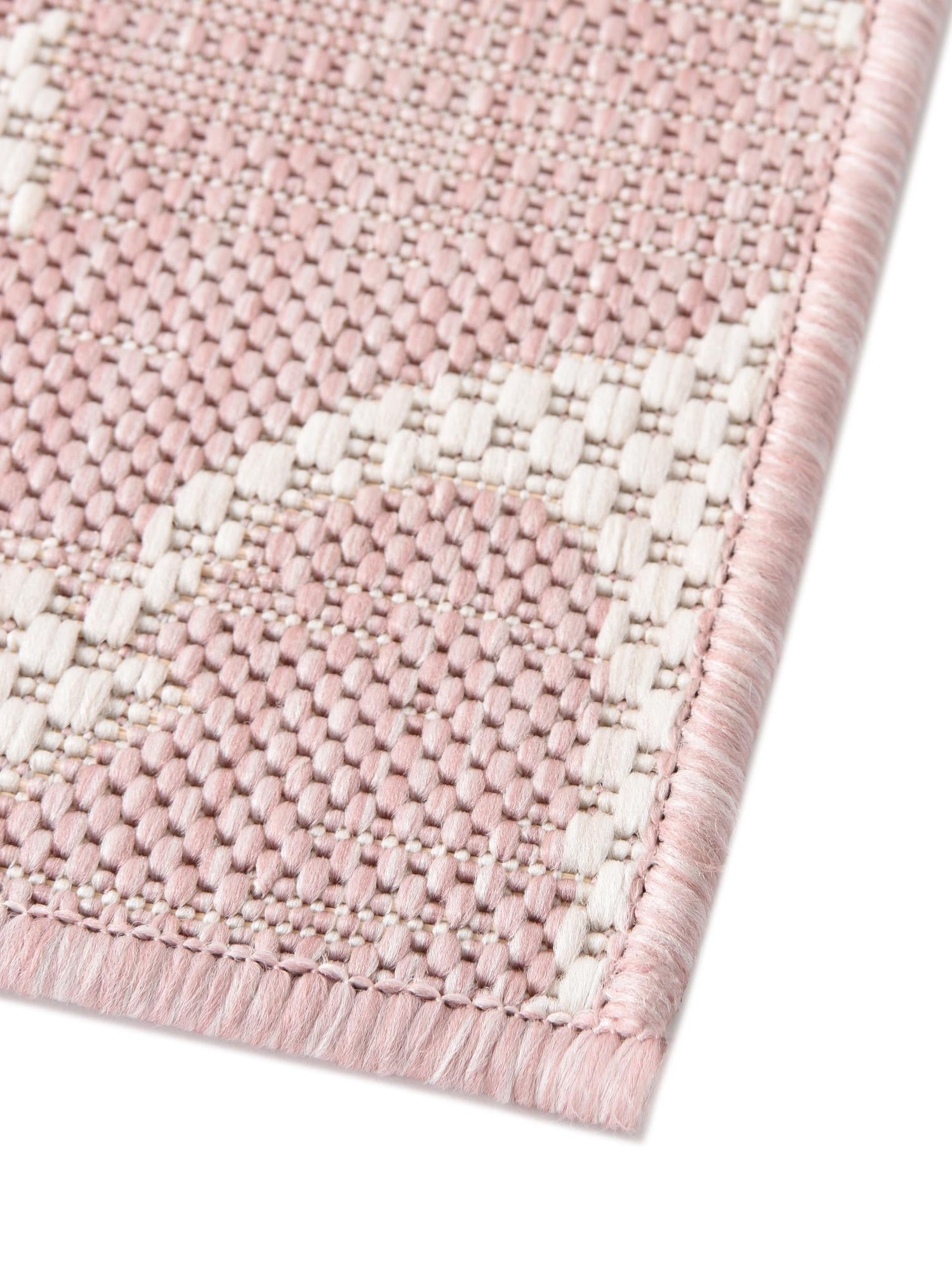 Pink 7' 10 x 7' 10 Outdoor Coastal Square Area Rug Weather Resistant for Patio, Deck, Terrace, Balcony, Porch 100% Polypropylene Coastal Decor Carpet for Sale at Rug Engine