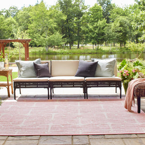 Pink 13' 1 x 13' 1 Outdoor Coastal Square Area Rug Weather Resistant for Patio, Deck, Terrace, Balcony, Porch 100% Polypropylene Coastal Decor Carpet for Sale at Rug Engine