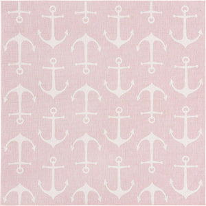Pink 7' 10 x 7' 10 Outdoor Coastal Square Area Rug Weather Resistant for Patio, Deck, Terrace, Balcony, Porch 100% Polypropylene Coastal Decor Carpet for Sale at Rug Engine