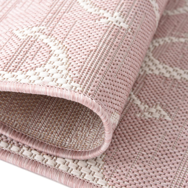 Pink 5' 3 x 5' 3 Outdoor Coastal Octagon Area Rug Weather Resistant for Patio, Deck, Terrace, Balcony, Porch 100% Polypropylene Coastal Decor Carpet for Sale at Rug Engine