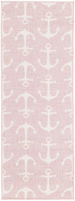 Pink 2' x 6' 1 Outdoor Coastal Runner Area Rug Weather Resistant for Patio, Deck, Terrace, Balcony, Porch 100% Polypropylene Coastal Decor Carpet for Sale at Rug Engine