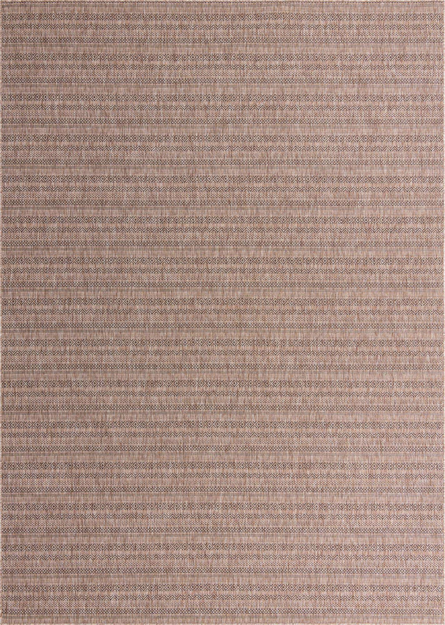 Natural 10' x 14' 1 Outdoor Striped Rectangle Area Rug Weather Resistant for Patio, Deck, Terrace, Balcony, Porch Geometric Pattern Waterproof Carpet for Sale at Rug Engine