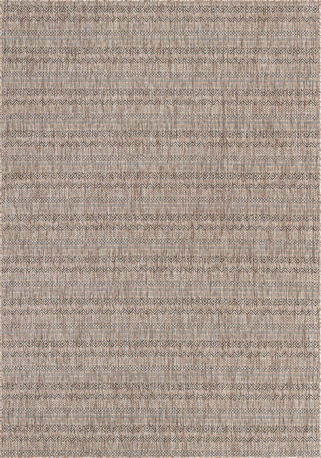 Natural 7' 1 x 10' Outdoor Striped Rectangle Area Rug Weather Resistant for Patio, Deck, Terrace, Balcony, Porch Geometric Pattern Waterproof Carpet for Sale at Rug Engine