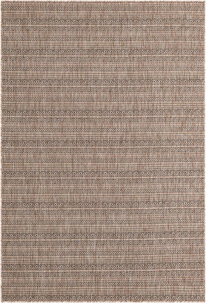 Natural 6' 1 x 9' Outdoor Striped Rectangle Area Rug Weather Resistant for Patio, Deck, Terrace, Balcony, Porch Geometric Pattern Waterproof Carpet for Sale at Rug Engine