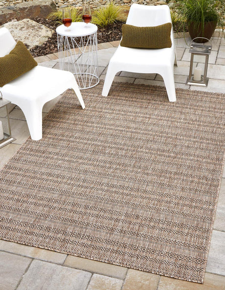 Natural 10' x 13' 1 Outdoor Striped Rectangle Rug