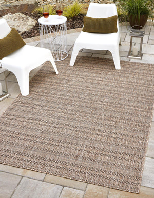Natural 1' 4 x 1' 4 Outdoor Striped Sample Area Rug Weather Resistant for Patio, Deck, Terrace, Balcony, Porch Geometric Pattern Waterproof Carpet for Sale at Rug Engine