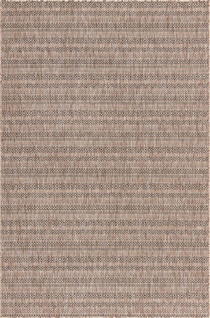 Natural 5' 3 x 8' Outdoor Striped Rectangle Area Rug Weather Resistant for Patio, Deck, Terrace, Balcony, Porch Geometric Pattern Waterproof Carpet for Sale at Rug Engine