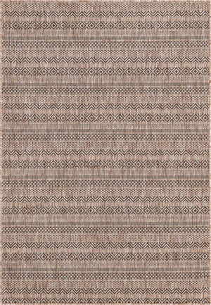 Natural 4' 1 x 6' 1 Outdoor Striped Rectangle Area Rug Weather Resistant for Patio, Deck, Terrace, Balcony, Porch Geometric Pattern Waterproof Carpet for Sale at Rug Engine
