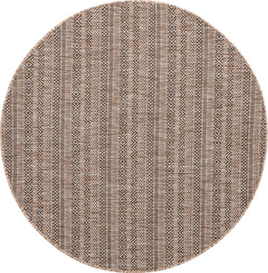 Natural 5' 3 x 5' 3 Outdoor Striped Round Area Rug Weather Resistant for Patio, Deck, Terrace, Balcony, Porch Geometric Pattern Waterproof Carpet for Sale at Rug Engine