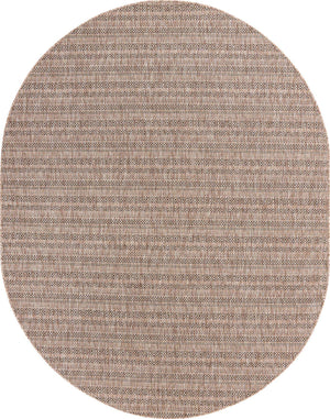 Natural 7' 10 x 10' Outdoor Striped Oval Area Rug Weather Resistant for Patio, Deck, Terrace, Balcony, Porch Geometric Pattern Waterproof Carpet for Sale at Rug Engine