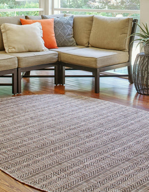 Natural 5' 3 x 8' Outdoor Striped Oval Area Rug Weather Resistant for Patio, Deck, Terrace, Balcony, Porch Geometric Pattern Waterproof Carpet for Sale at Rug Engine