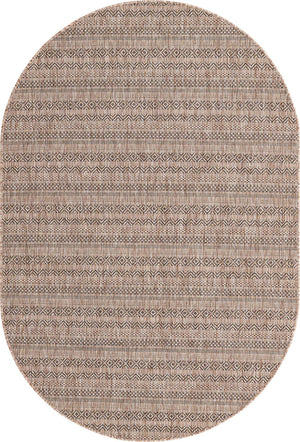 Natural 5' 3 x 8' Outdoor Striped Oval Area Rug Weather Resistant for Patio, Deck, Terrace, Balcony, Porch Geometric Pattern Waterproof Carpet for Sale at Rug Engine