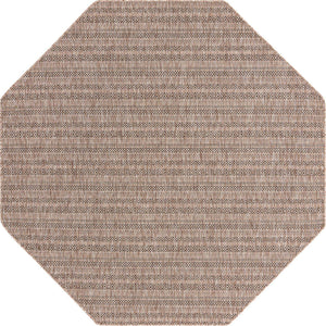 Natural 7' 10 x 7' 10 Outdoor Striped Octagon Area Rug Weather Resistant for Patio, Deck, Terrace, Balcony, Porch Geometric Pattern Waterproof Carpet for Sale at Rug Engine