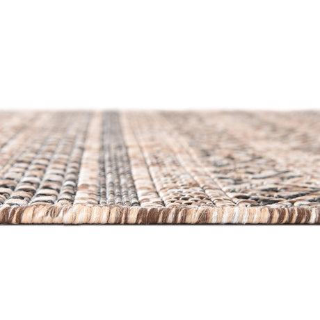 Natural 5' 3 x 5' 3 Outdoor Striped Octagon Area Rug Weather Resistant for Patio, Deck, Terrace, Balcony, Porch Geometric Pattern Waterproof Carpet for Sale at Rug Engine