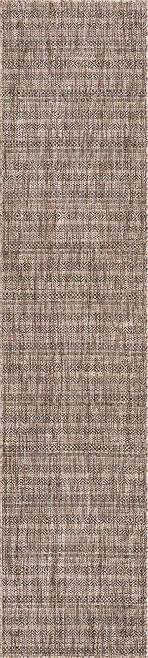 Natural 2' 7 x 12' Outdoor Striped Runner Area Rug Weather Resistant for Patio, Deck, Terrace, Balcony, Porch Geometric Pattern Waterproof Carpet for Sale at Rug Engine