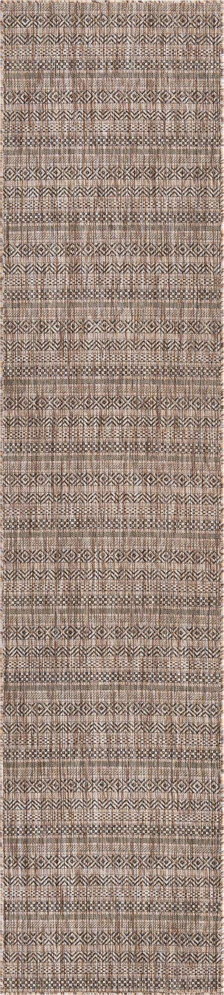 Natural 2' 7 x 12' Outdoor Striped Runner Area Rug Weather Resistant for Patio, Deck, Terrace, Balcony, Porch Geometric Pattern Waterproof Carpet for Sale at Rug Engine