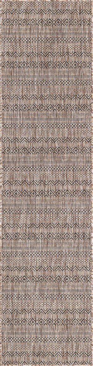 Natural 2' x 8' Outdoor Striped Runner Area Rug Weather Resistant for Patio, Deck, Terrace, Balcony, Porch Geometric Pattern Waterproof Carpet for Sale at Rug Engine