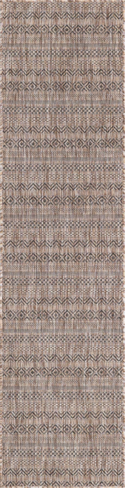 Natural 2' x 8' Outdoor Striped Runner Area Rug Weather Resistant for Patio, Deck, Terrace, Balcony, Porch Geometric Pattern Waterproof Carpet for Sale at Rug Engine