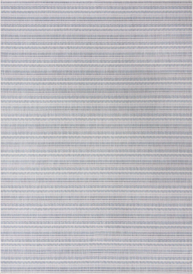 Light Blue 10' x 14' 1 Outdoor Striped Rectangle Area Rug Weather Resistant for Patio, Deck, Terrace, Balcony, Porch Geometric Pattern Waterproof Carpet for Sale at Rug Engine